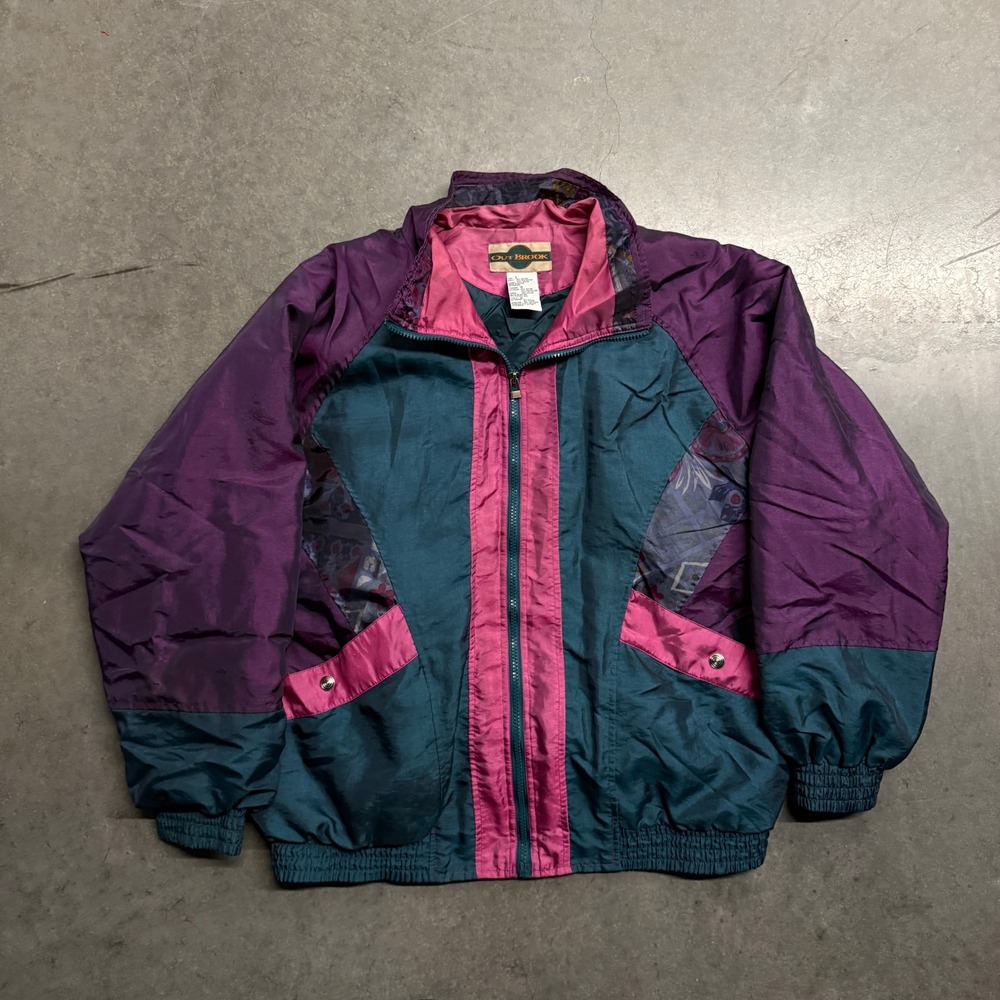 Vintage Out Brook Colorblock Windbreaker Jacket Purple Teal Pink 90s Large